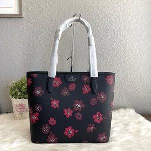 New Kate spade new york Lori Tote Handbag Large - Black Flower Multi